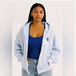 PINK Victoria Secret Full Zip Hoddie Sweatshirt 2004 The Dog Light Blue XXL NWT